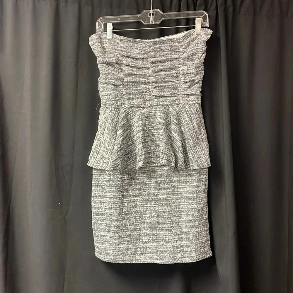 Blue Tweed Like Strapless L